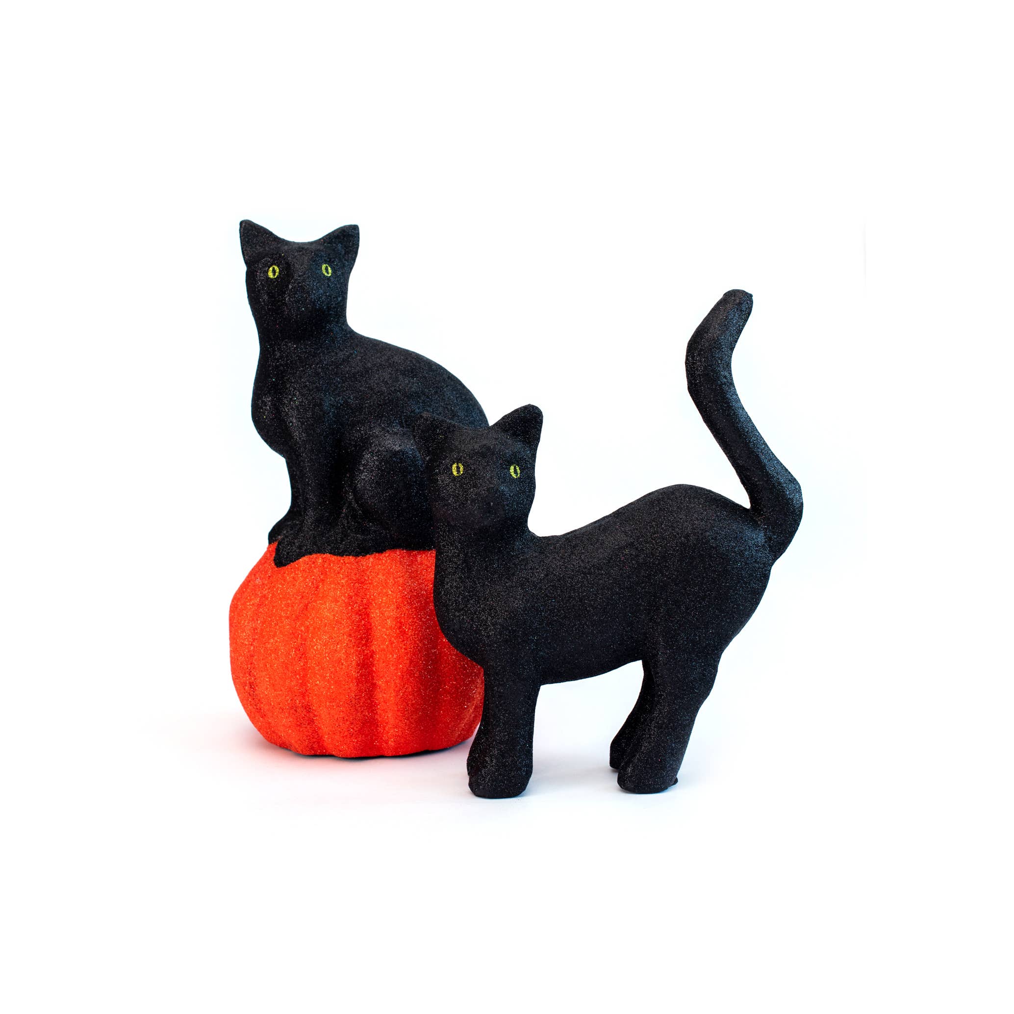Dekorasyon Gifts  Decor - Wholesale Decorative Figurine - 13" Paper Mache Cat on Pumpkin (Black/Orange)2