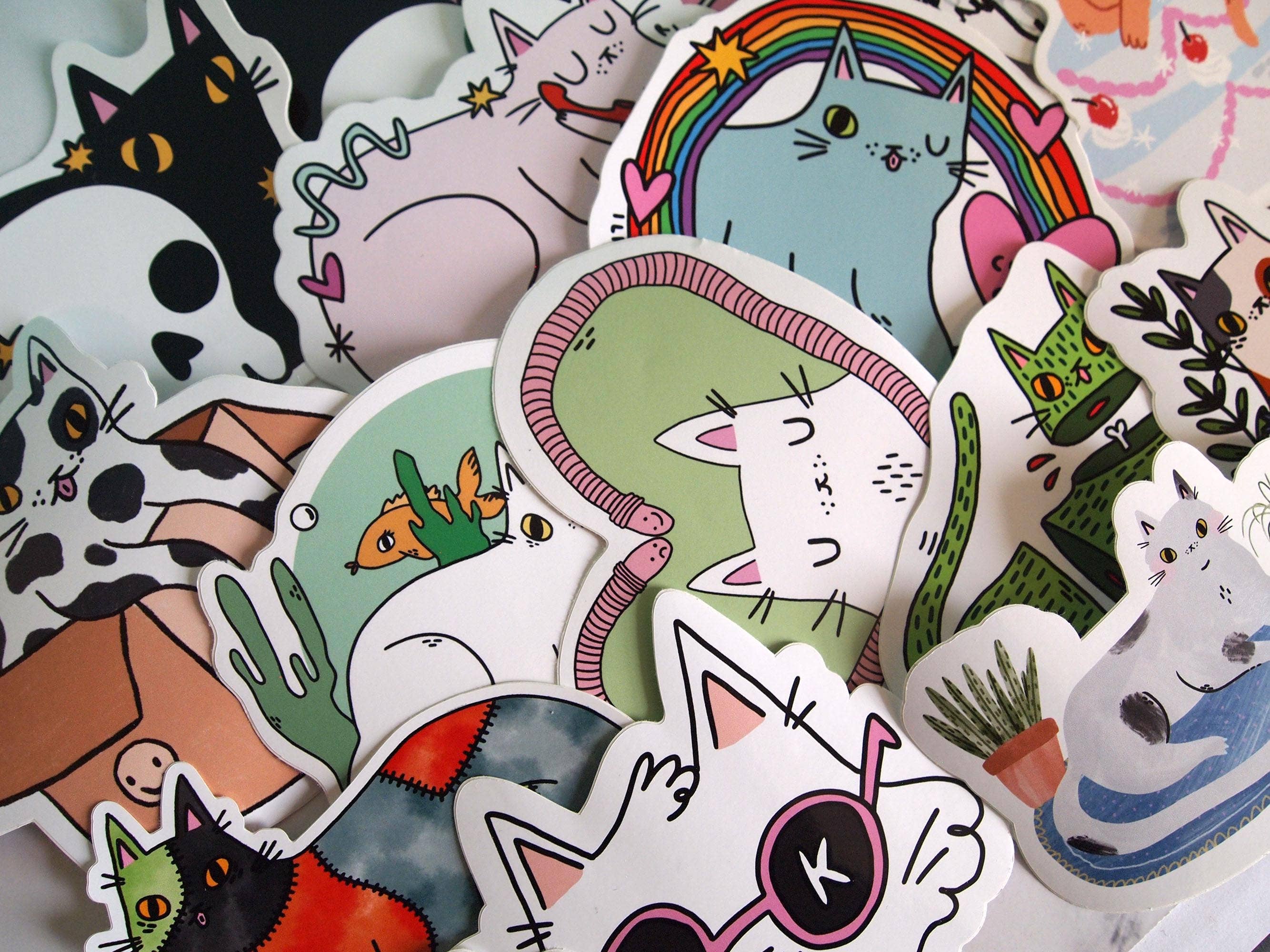 I LIKE CATS - Wholesale Sticker - Hairy Fluffy Cat Illustrated Vinyl Decal Sticker9