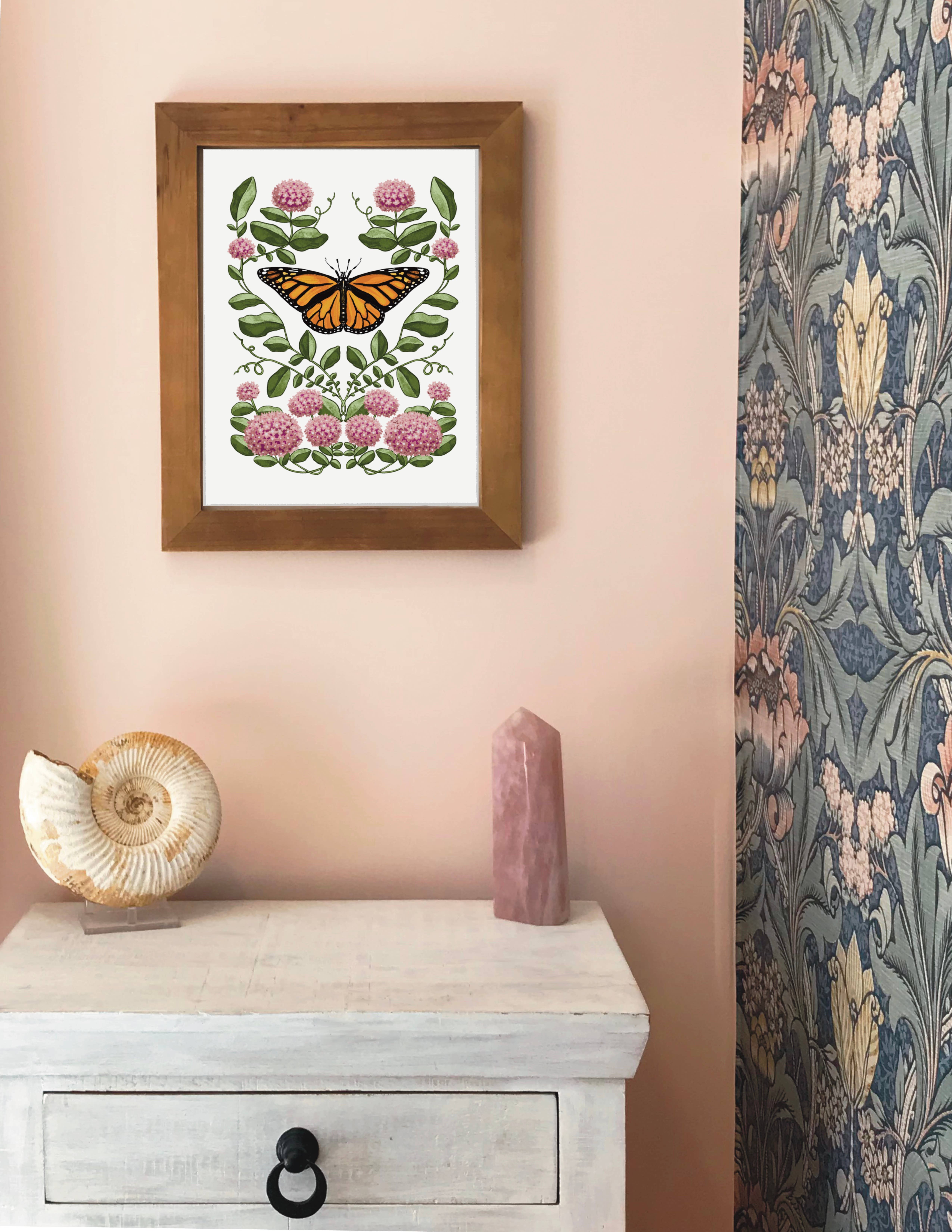 Folk Meadow - Wholesale Art Print - Meadow Monarch Butterfly Print - 8x102