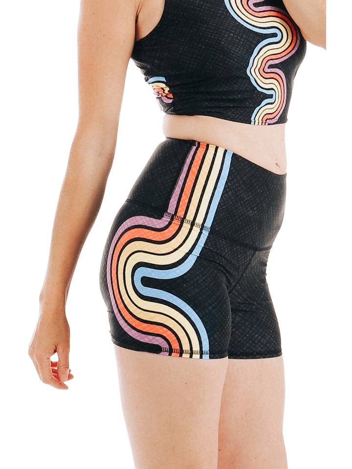 Yoga Democracy - Wholesale Athletic Shorts - Women's - Joey Short in Double Rainbow