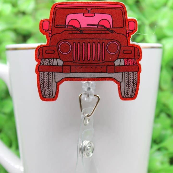 Portatarjetas/Identificador de Jeep Rojo y Rosa para venta al por mayor de Hylidae Boutique