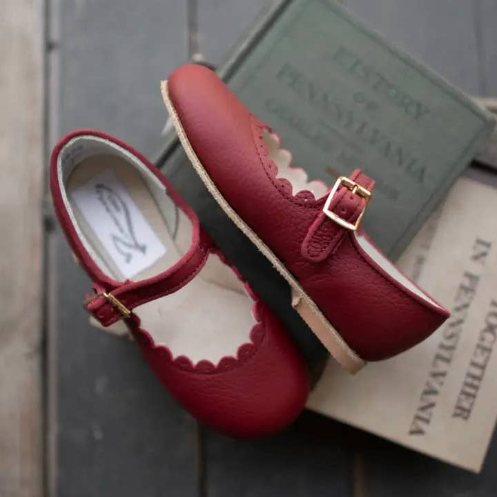 Scalloped Mary Jane - Burgundy for wholesale by Zimmerman Shoes