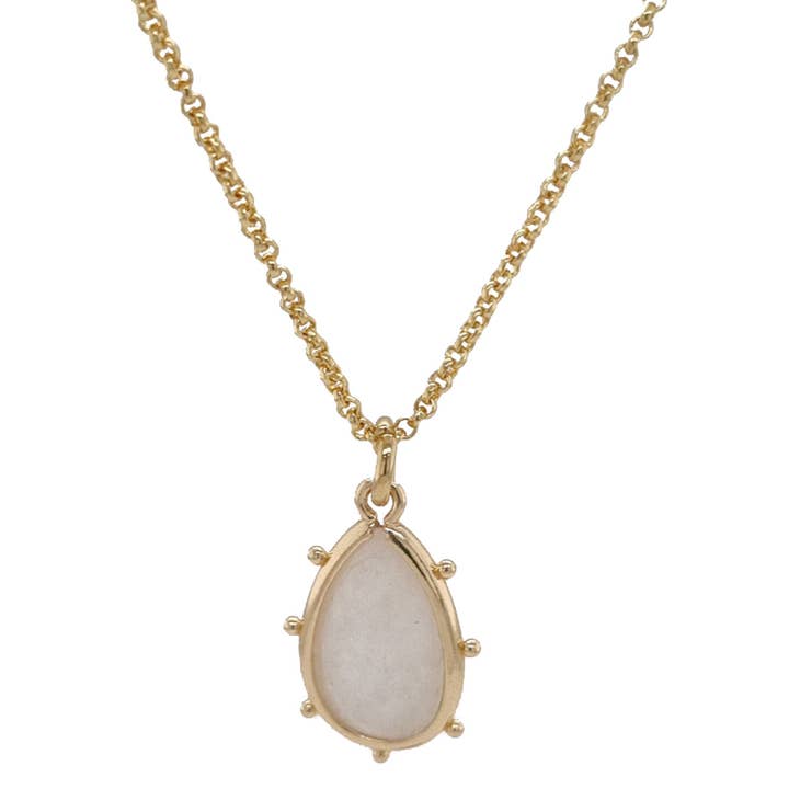 PearlGem Designs - Wholesale Pendant/charm necklace - Aurulia Gemstone Drop Necklace 13 Gemstone Variations25