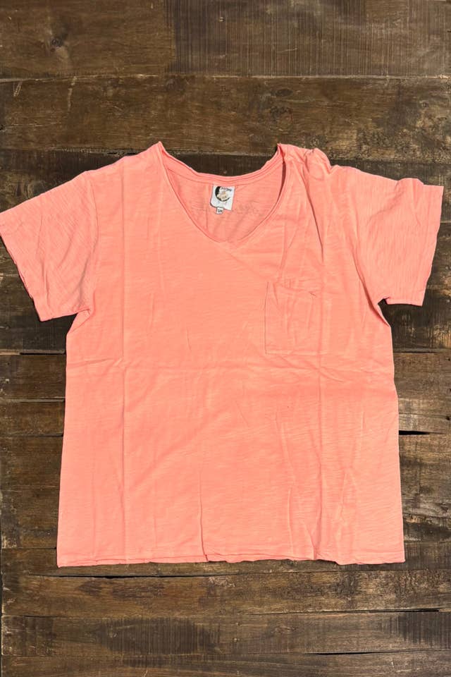 Jaded Gypsy - Vendita all'ingrosso Maglietta - Donna - T-shirt con scollo a V Moon Dance - Corallo Vintage1