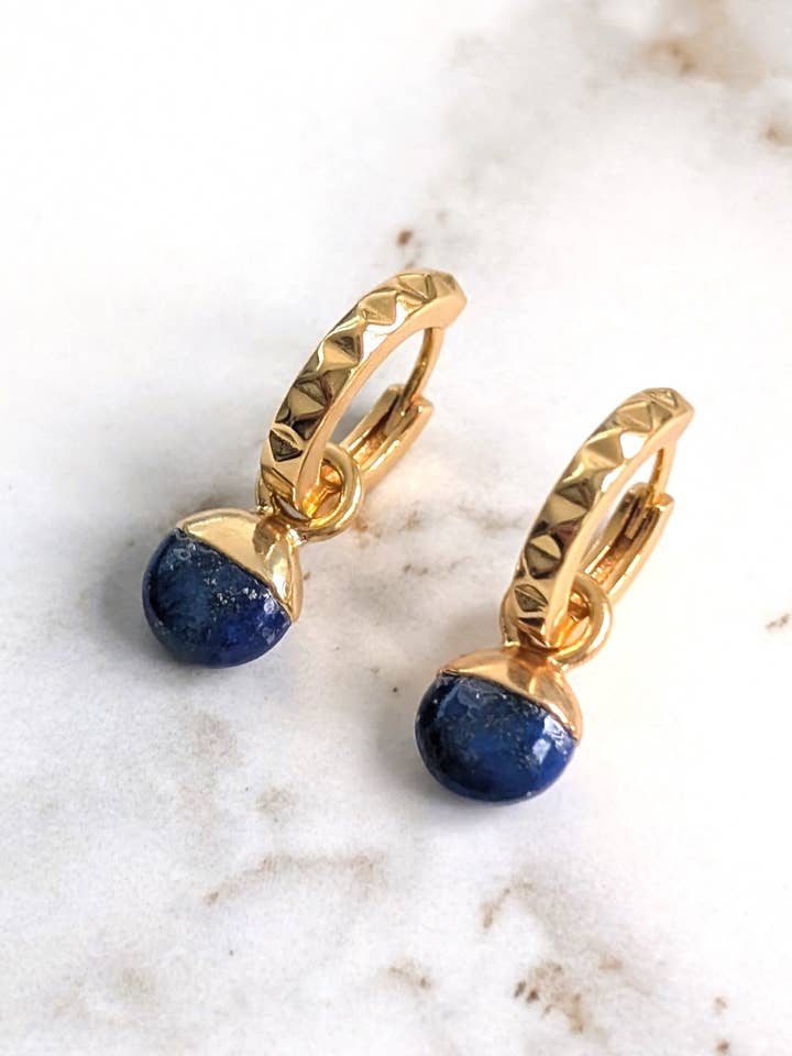 Orb Lapis Lazuli September Födelsedagssten Örhängen för wholesale av Lapis London