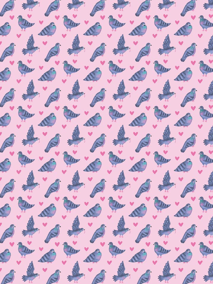 W64 Kitsch Pigeons Giftwrap for wholesale by Earlybird Designs