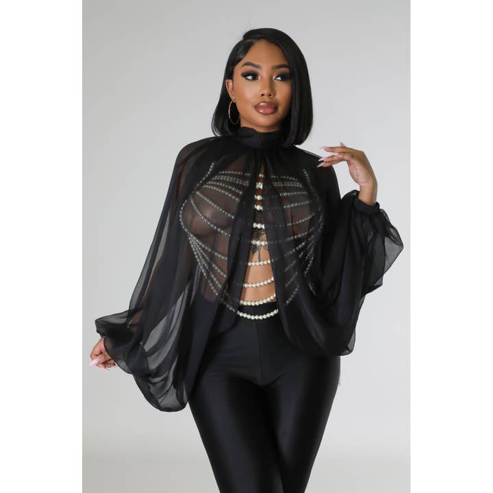 Voluminøs af ren organza bluse for engroshandel hos Esmeray Clothing