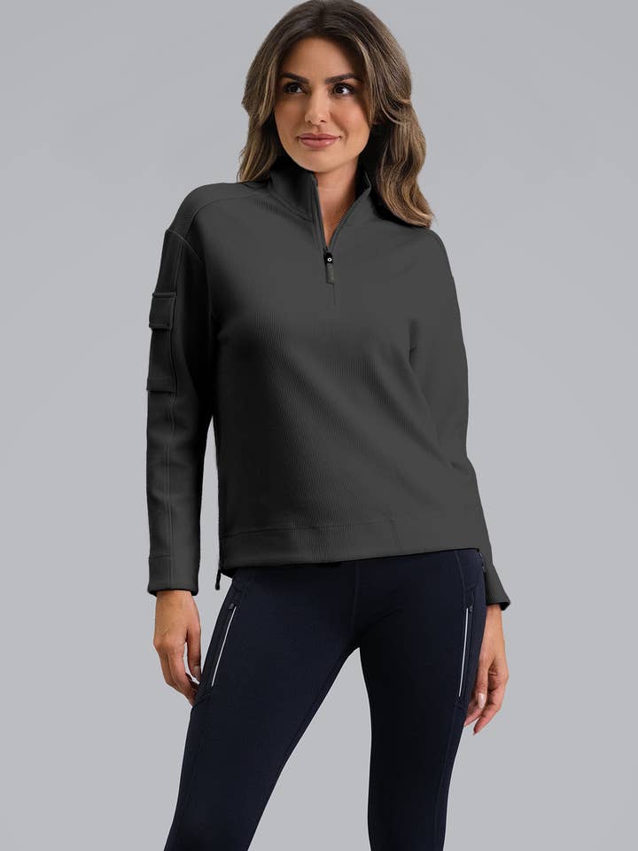 Pull demi-zip en micro maille gaufrée pour la vente par IBKÜL