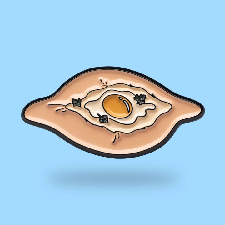 Khachapuri enamel pin - Georgian cuisine - Georgia - Cute en for wholesale by Paw Generation