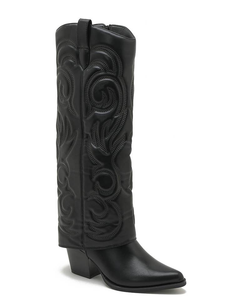 Joia Paris - Wholesale Boots - Women's - Santiag boot with heel, stitched pattern, and WZ-92 cuff