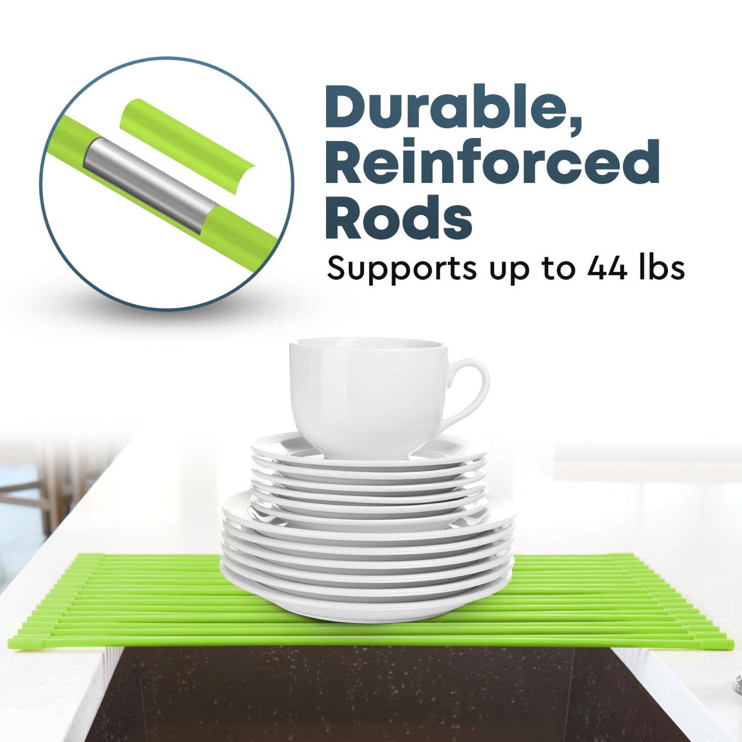 Zulay Kitchen – Engroshandel Tørremåtte/række til tørring af opvask – Multifunktionelt rullemadras til vask og grydelap5