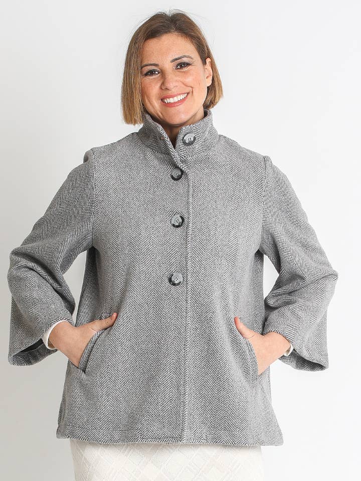 LOURDES CASTILLO – Großhandel Jacke – Damen – 372422L Wollmantel mit Fischgrätmuster