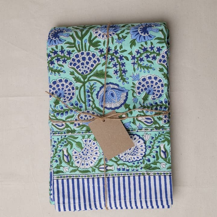 Green and Blue Floral Tablecloth for wholesale by Twizzell