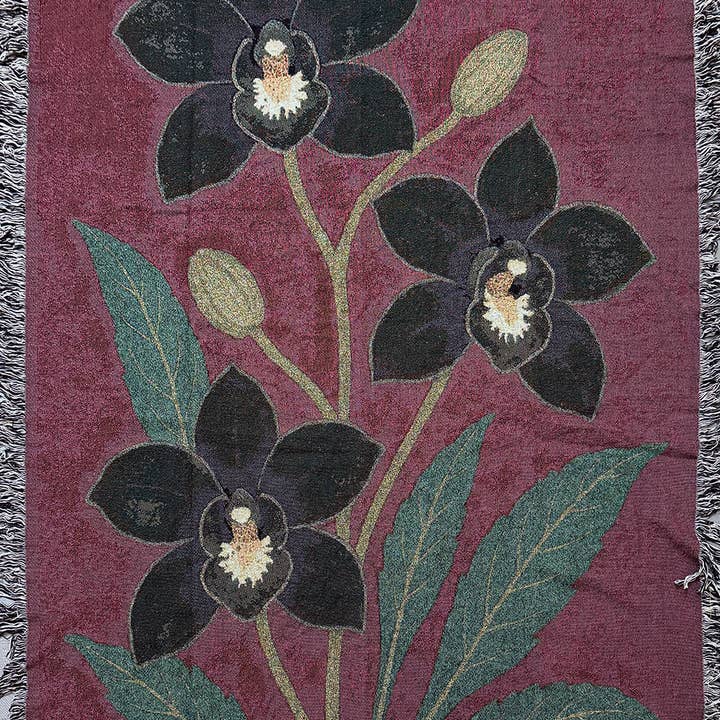 Black Orchids Blanket for wholesale by Strike Gently