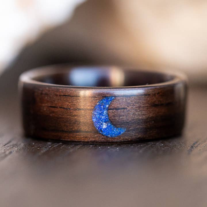 Crescent Moon in Lapis for wholesale by My Roots Jewelry