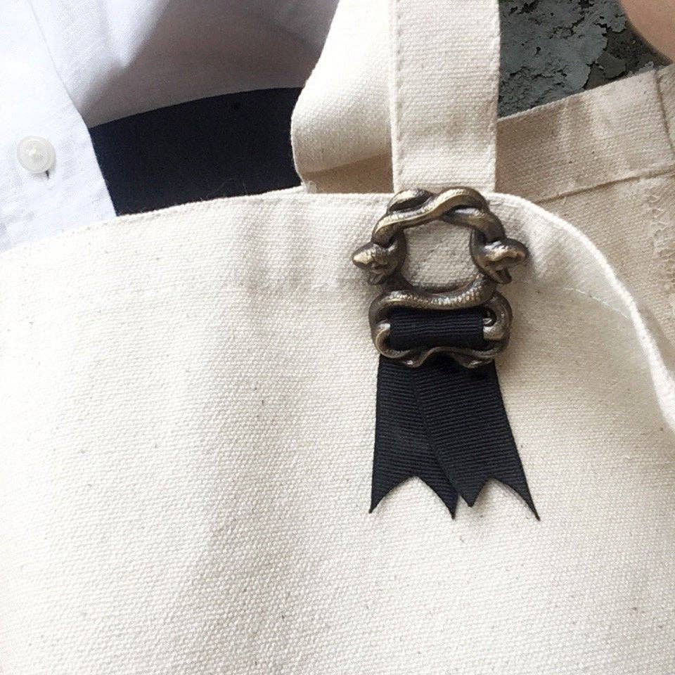 Metal Cloth & Wood - Wholesale Brooch - Gold Brass Snake Brooch Pin3