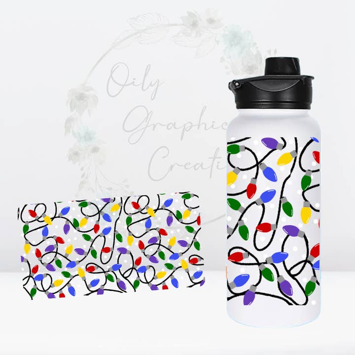 Christmas Lights-32oz UV DTF Decal for wholesale by Oily Graphic Creations