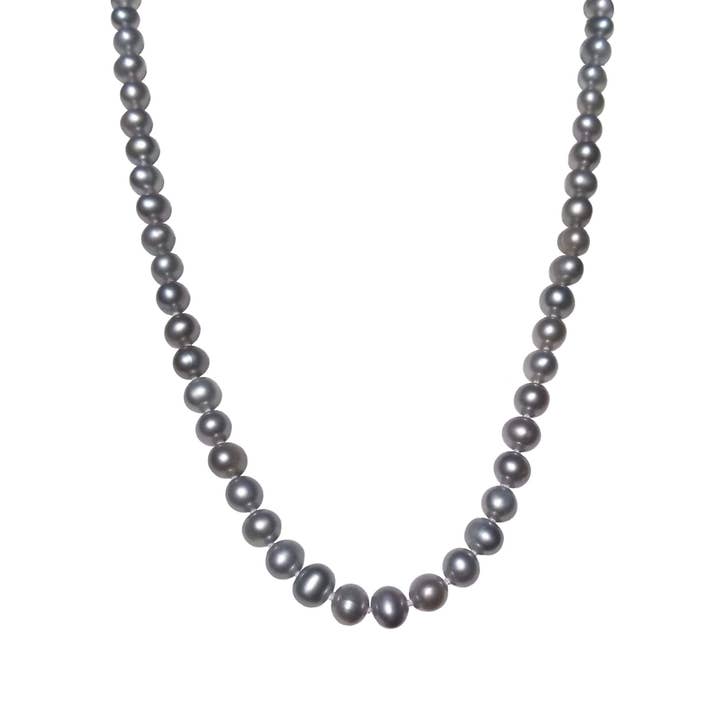 Collier de perles d'eau douce grises 7 mm pour la vente par London Manori