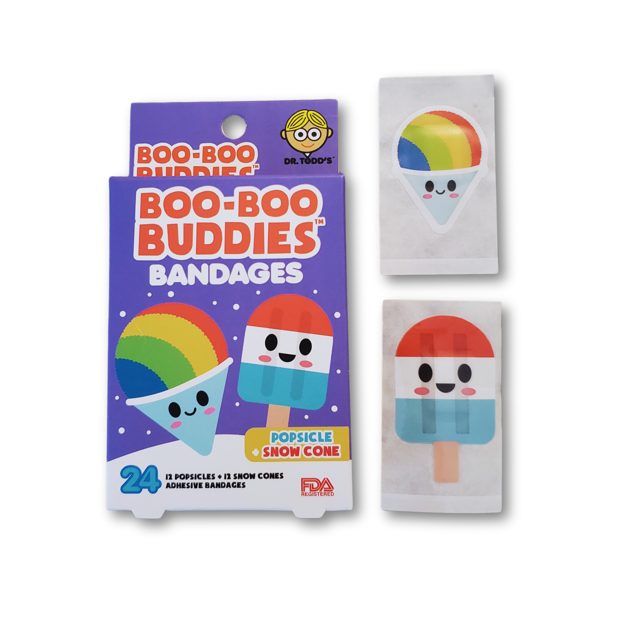 Boo Boo Buddies – Engroshandel Plaster/bandager – Popsicle & Snebold Plastre 24 stk. Dr. Todds Boo Boo Buddies®3