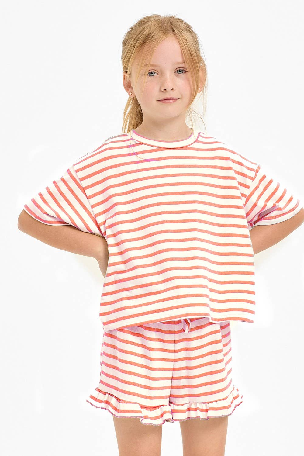 Good Girl - Vente Ensemble haut et short – enfant - Ensemble crop top à rayures et short à volants11
