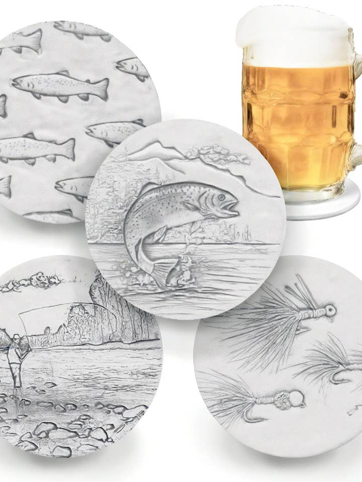 Fly Fishing Assorted Drink Coasters for wholesale by McCarter Coasters