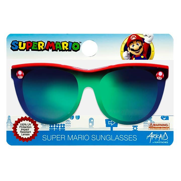 H2W dba Sun-Staches - Wholesale Sunglasses - Kids - Officially Licensed Kids Arkaid Mario Blue Frameless