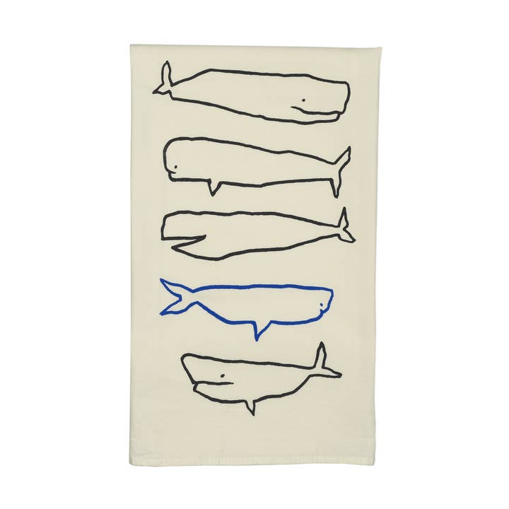 whale species tea towel for wholesale by a wink design