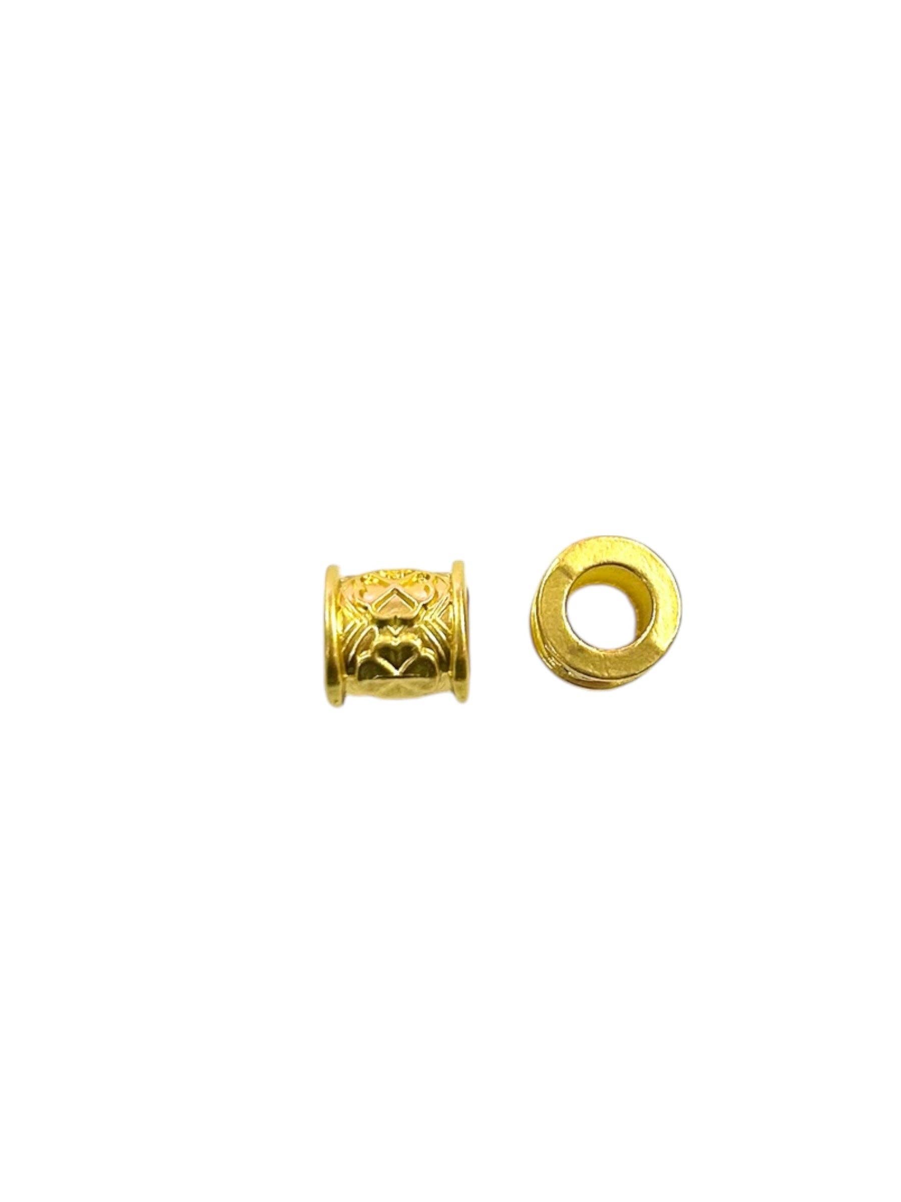 Camel Threads - Wholesale Stud/Post Earrings - Barrel Bead (GOLD)