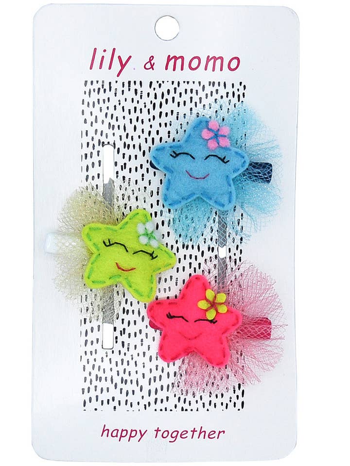 Sweet Little Stars Kids Hair Clips- Neon for wholesale by Lily and Momo