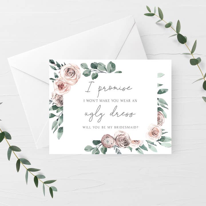 Floral Bridesmaid Proposal Card - 5.5" X 4.25" A2 Size for wholesale by PlumPolkaDot
