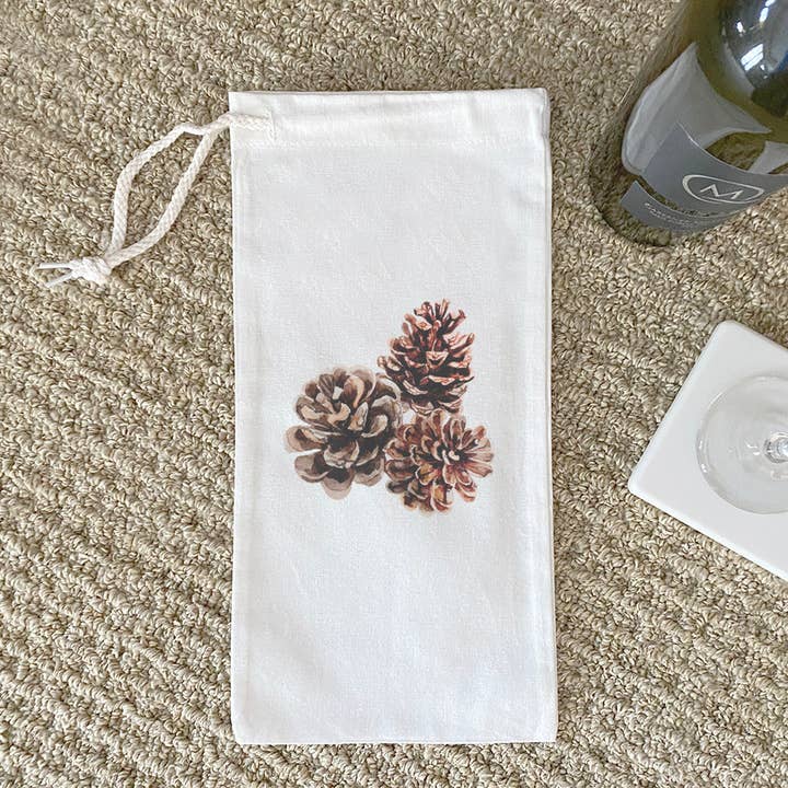 Pinecones - Canvas Wine Bag for wholesale by North & Pine