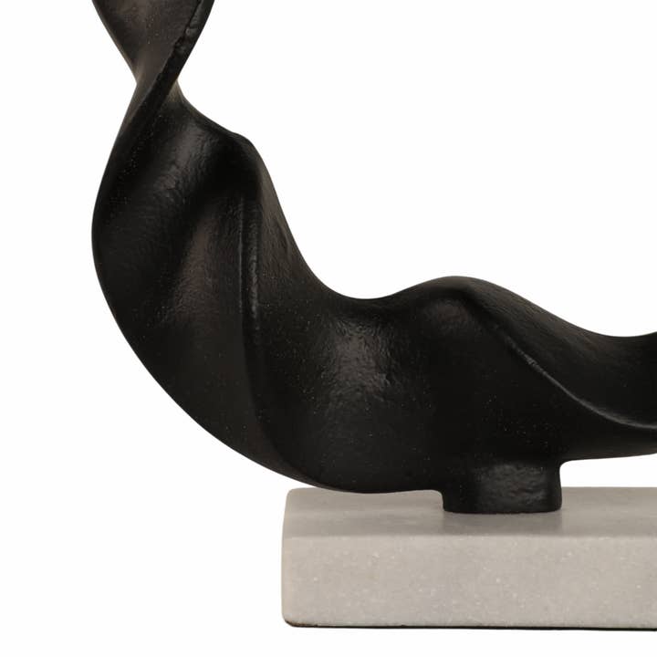 Sagebrook Home - Wholesale Sculpture - Black/White 17 in. Metal Circle on Marble Base Sculpture
