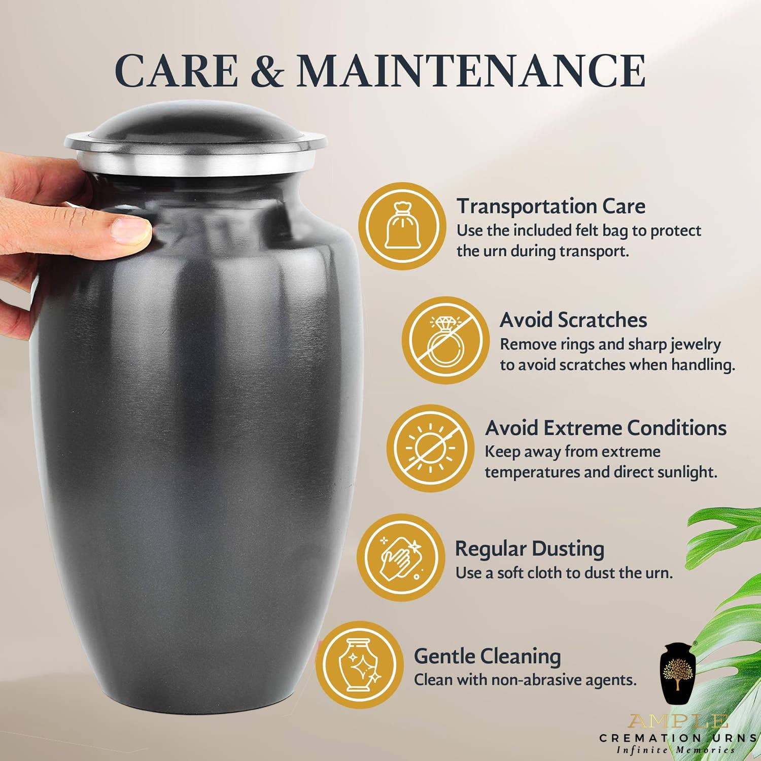 Ample Cremation Urns - Wholesale Urn - Adult Size Cremation Urn – Elegant and Strong4