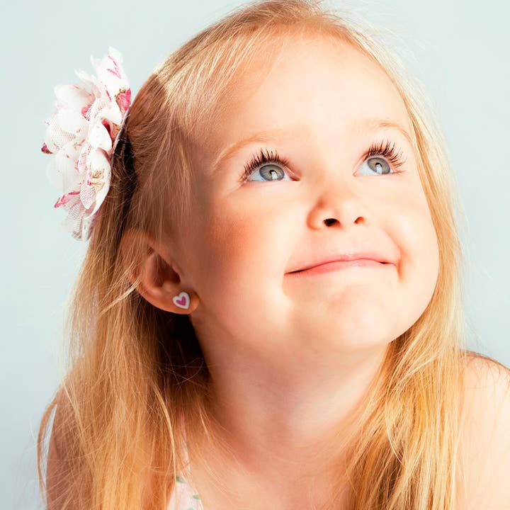 In Season Jewelry - Wholesale Earrings - Kids - Lovestruck Heart Girls Screw Back Earrings - Sterling Silver1