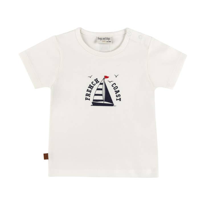 T-shirt Bebé Barco à Vela | Branco Alyssum por atacado de Frogs & Dogs