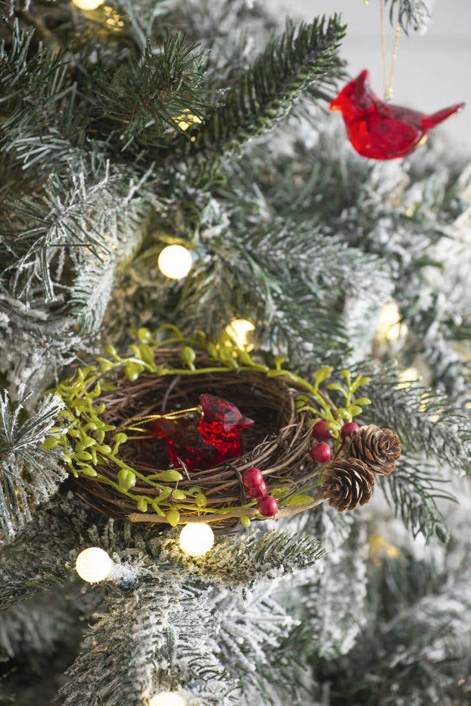 A&B Home Group Inc. - Wholesale Ornament - D4.5" Bird Nest - Brown/Green0