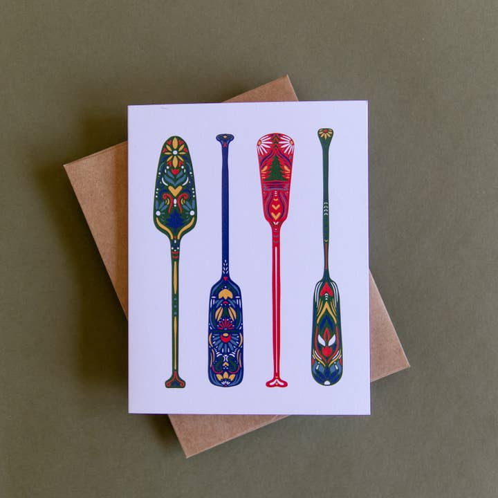 Canoe Paddles Blank Greeting Card for wholesale by Hinterland Goods