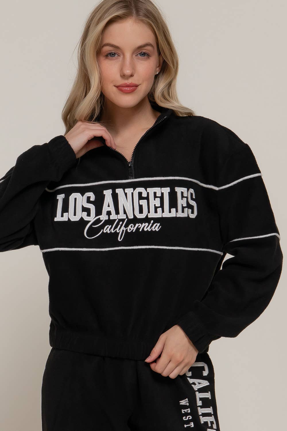 Active Basic | Active USA – wholesale Sweatshirt – Women's – Half Zip Up Mock Neck Embroidery Fleece Top12