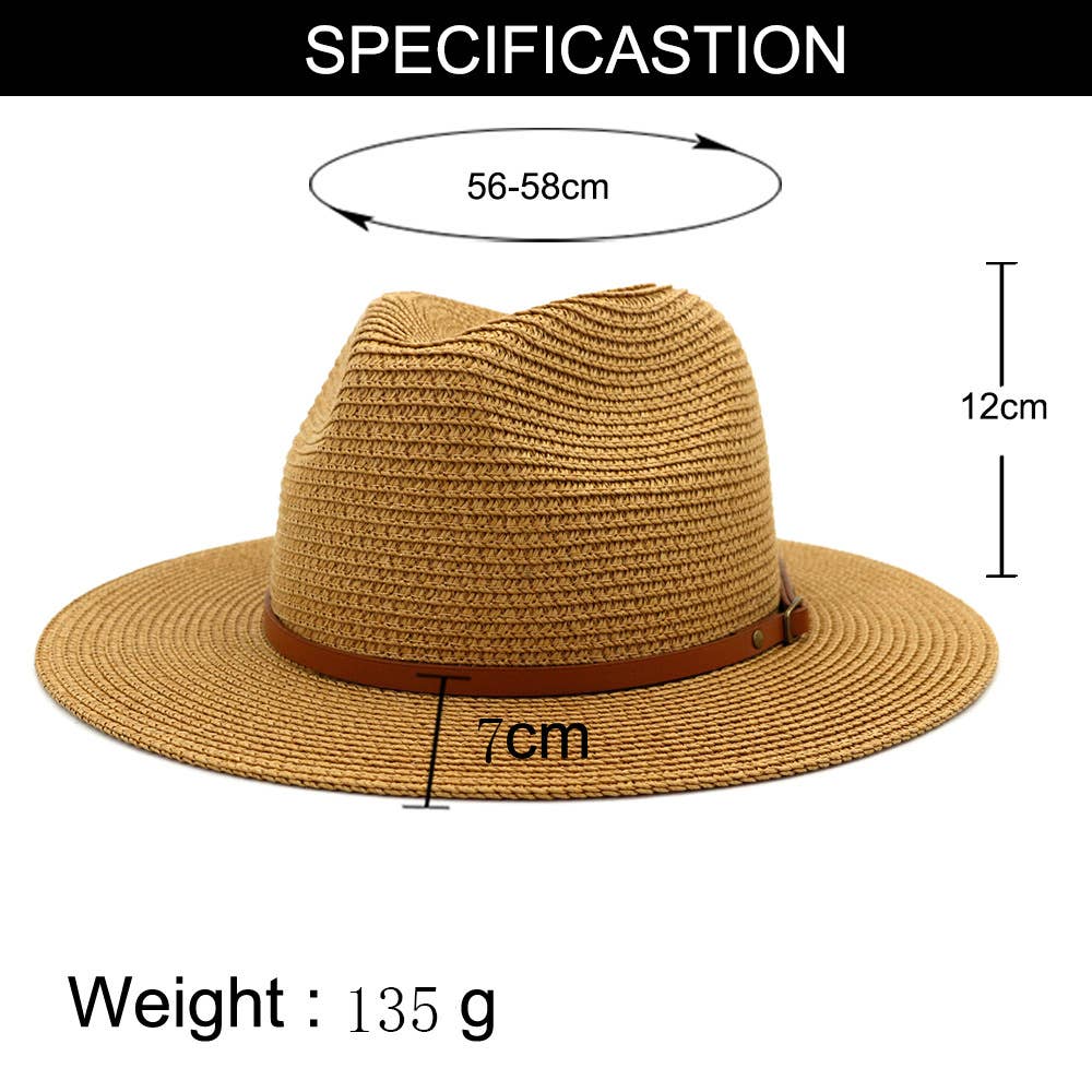 Suzie Q USA - Wholesale Straw Hat - Women's - Brown Leather Belt Big Eaves Jazz Straw Hat3