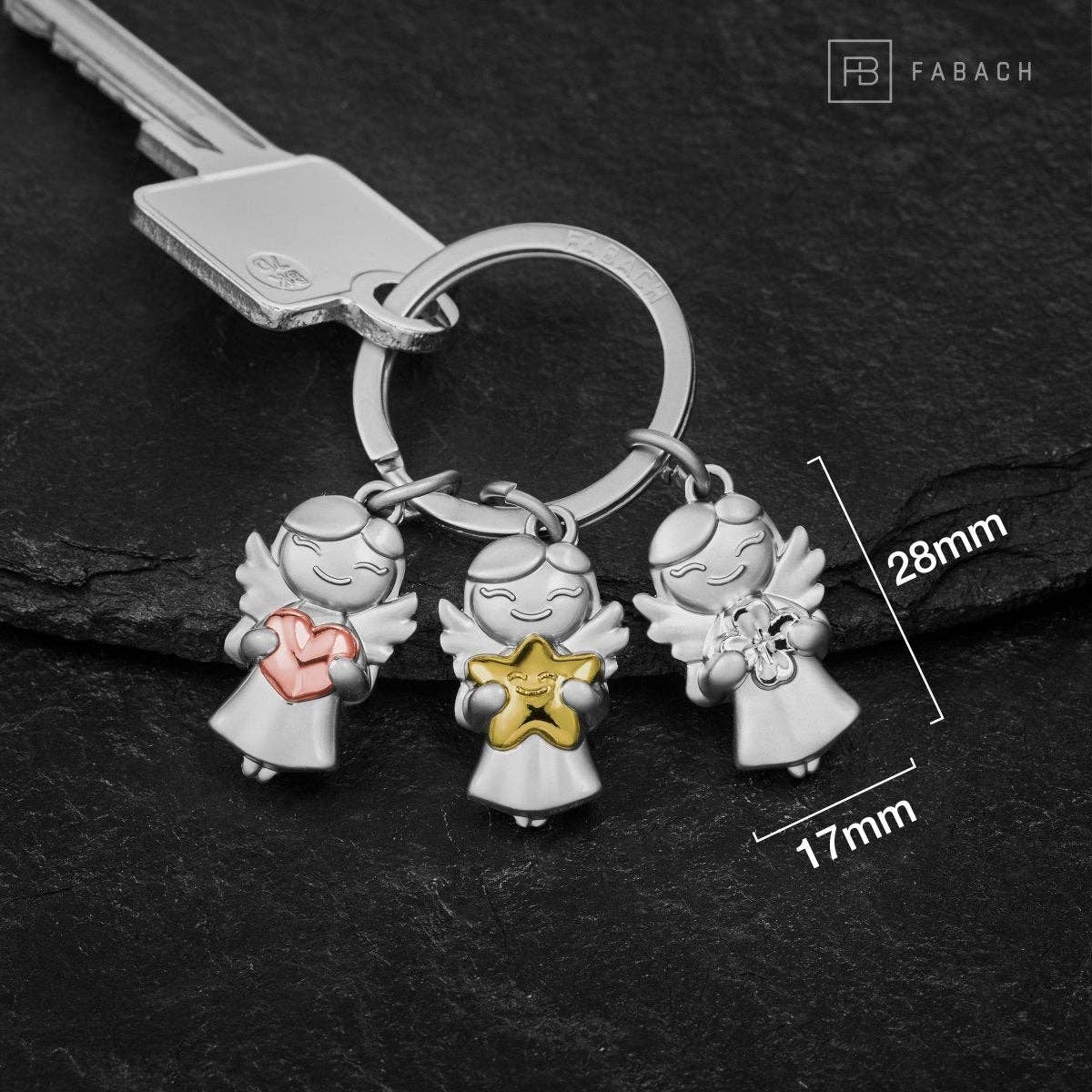 FABACH – Die Schlüsselanhänger-Schmiede - Wholesale Keychain - Women's - “3 Stars” guardian angel keychain - lucky angel - lucky angel with clover, heart and star2