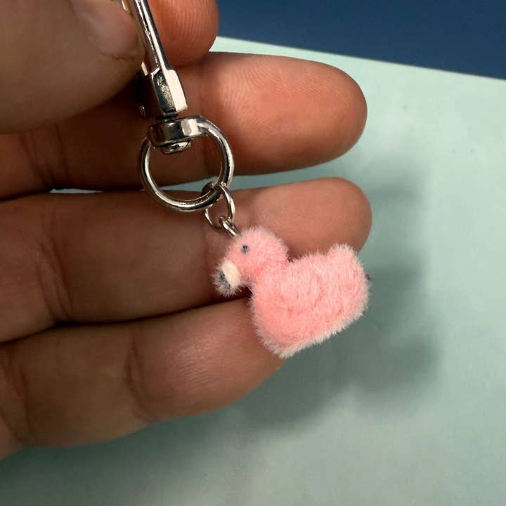 Fuzzy Flamingo Keychain – Mini Pink Plush Bird Charm for Bags, Backpacks & Keys for wholesale by Rainbow Unicorn Birthday Surprise
