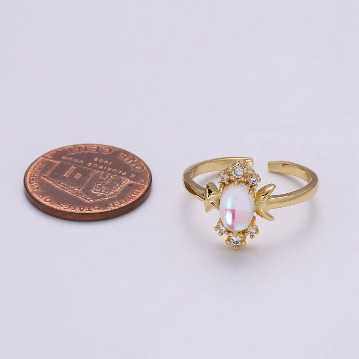 Aim Eternal - Wholesale Multi-Stone Ring - Dainty Monstone Ring Celestial Ring Minimalist Crystal Ring Statement Ring Adjustable Ring Stacking Ring Girlfriend Gift R-3402