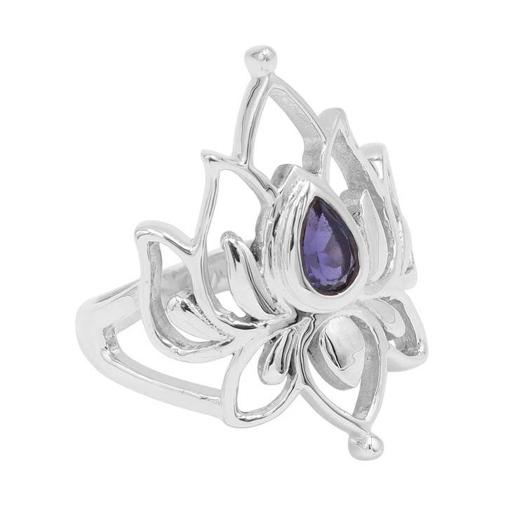 Iolit ædelstens lotusring: Smykker i 925 sterlingsølv for engroshandel hos Jay Jools