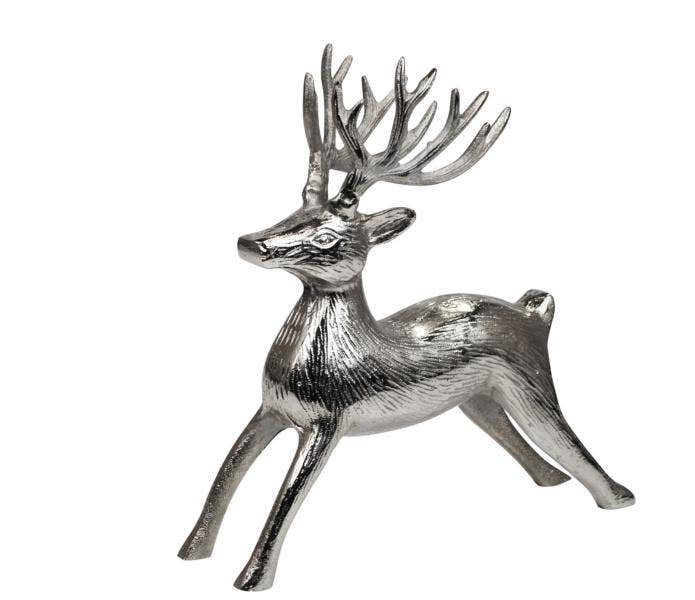 Michael & Philipp Noll e. K. – Großhandel Weihnachtsschmuck – Hirsch Deko Metall Silber 27 cm0
