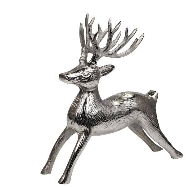 Michael & Philipp Noll e. K. – Großhandel Weihnachtsschmuck – Hirsch Deko Metall Silber 27 cm