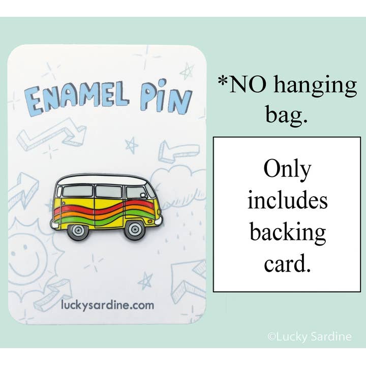 Lucky Sardine - Wholesale Lapel Pin/Button - Rainbow Hippie Van, 70s Adventure Yellow Bus Hard Enamel Pin