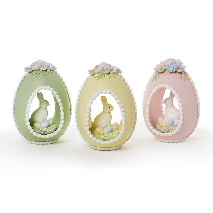 Two's Company - Seasonal Collection - Wholesale Decorative Tabletop Object - Easter Sugar Egg with Bunny Hand-Painted Décor