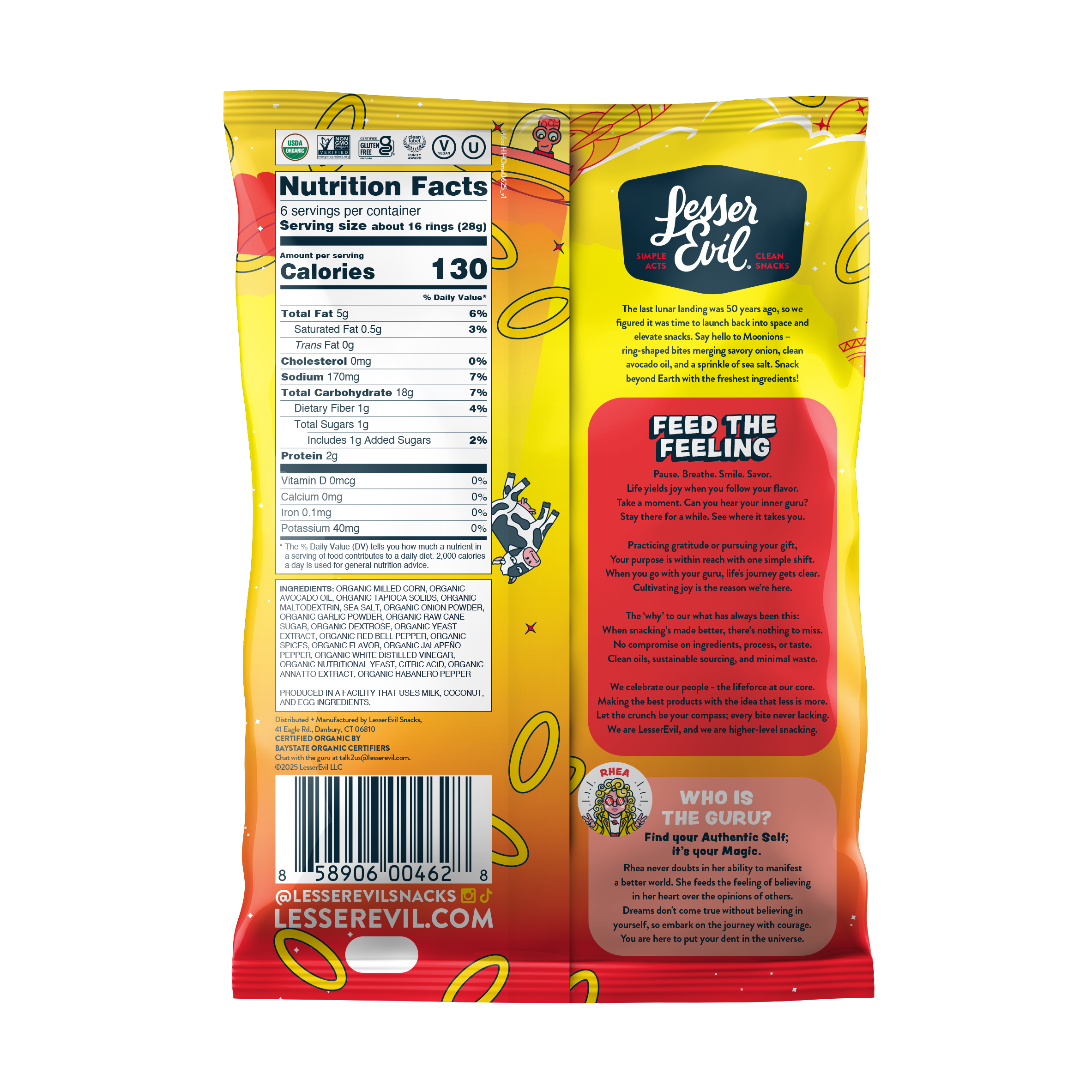 LesserEvil - Wholesale Puffed Snack - Moonions, Hyperspace Hot Onion 6oz1