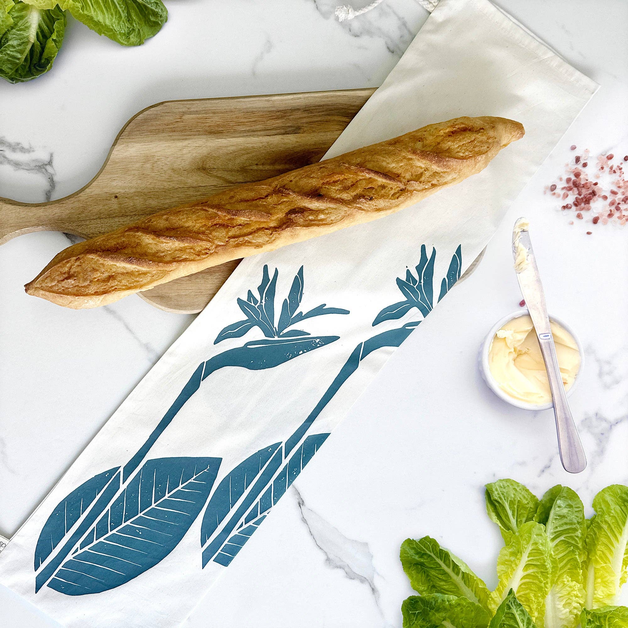 Spaza Home UK - Wholesale Food Storage Wrap/Bag - Baguette Bag Strelitzia Print | Crispy Bread Storage1
