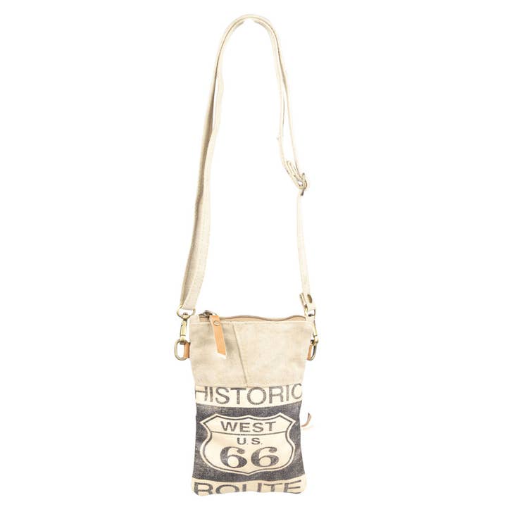 Clea Ray Canvas Bags & Clothing - Wholesale Crossbody Bag - Women's - West US 99 Passport Canvas Bag With Adjustable Strap